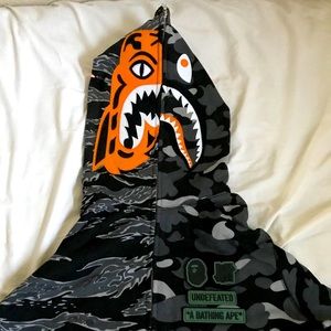 Half shark half tiger BAPE hoodie